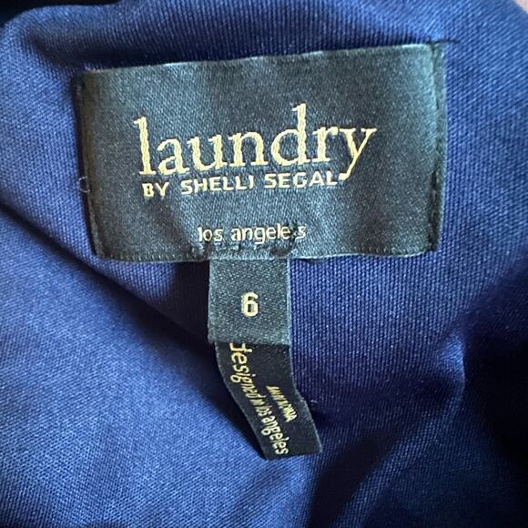 Laundry by Shelli Segal Formal Gown Navy One Shoulder Crystal Bead Ball Prom - Picture 11 of 11
